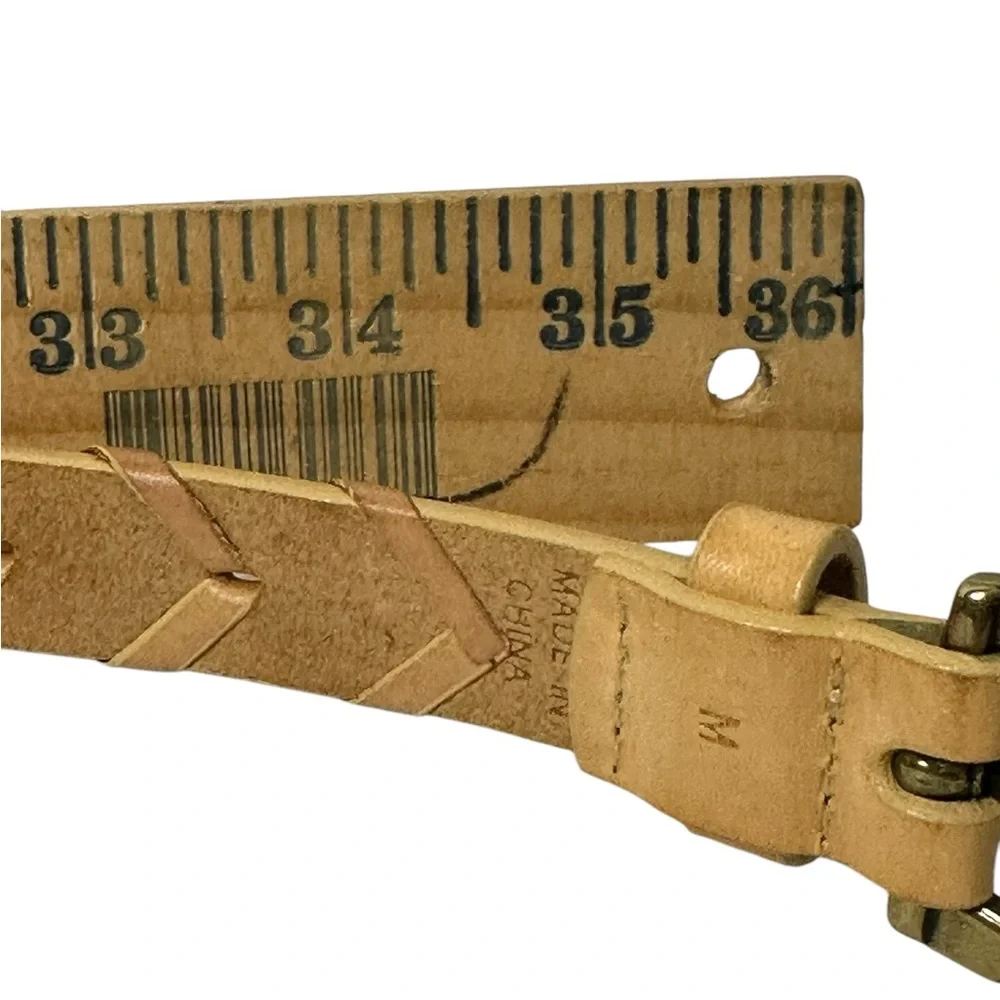 Vintage Lauren Ralph Lauren leather narrow woven belt honey western size medium - Picture 6 of 6